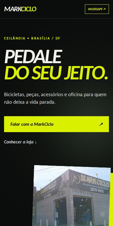 Site da MarkCiclo visto no celular